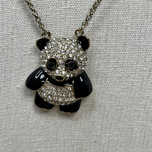 Betsey Johnson Multi-Layer Necklace Butterfly & Panda Charms Gold & Black  NWT - Picture 7 of 8